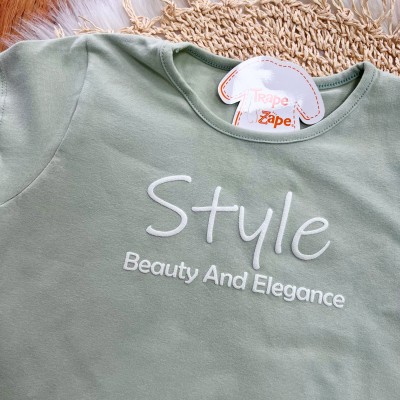 Conj. Blusa Style e Short Saia Floral - Verde